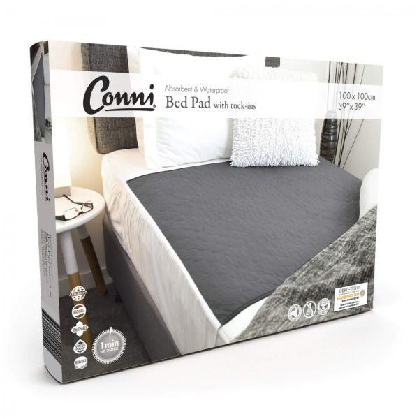 BED PAD CONNI CHARCOAL 1M X 1M WITH TUCK INS     