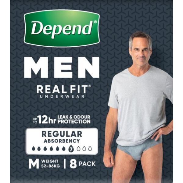 DEPEND UNDERWEAR MEN REALFIT MEDIUM (8PKX4)