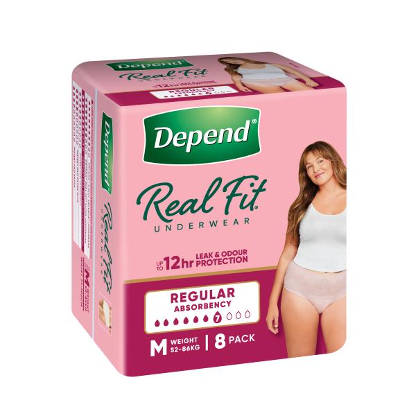 DEPEND UNDERWEAR WOMEN REALFIT MED (8X4)