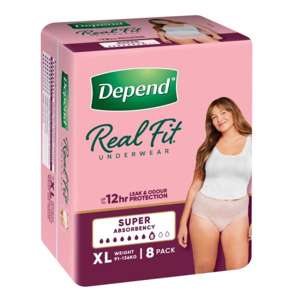DEPEND UNDERWEAR WOMEN SUPER REALFIT XL (8X4)