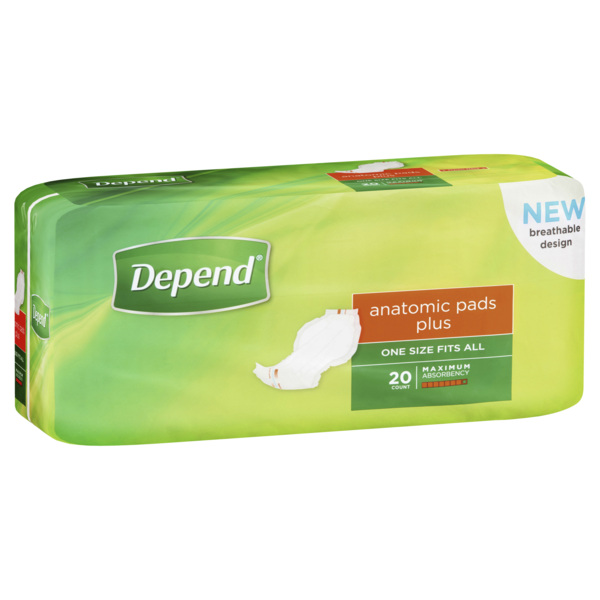 DEPEND ANATOMIC PADS PLUS (15/PK X 4PK)