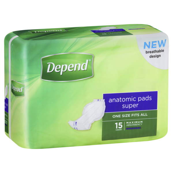 DEPEND ANATOMIC PADS SUPER (15/PKX4PK)