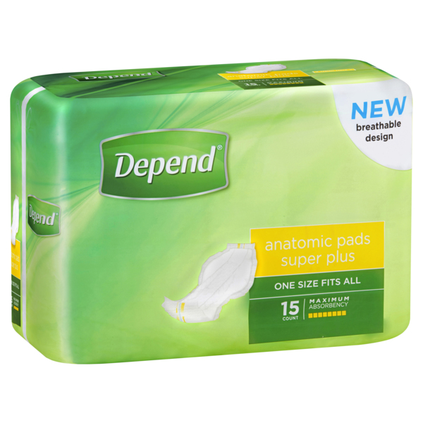 DEPEND ANATOMIC PADS SUPER PLUS(15/PK X 4PK)