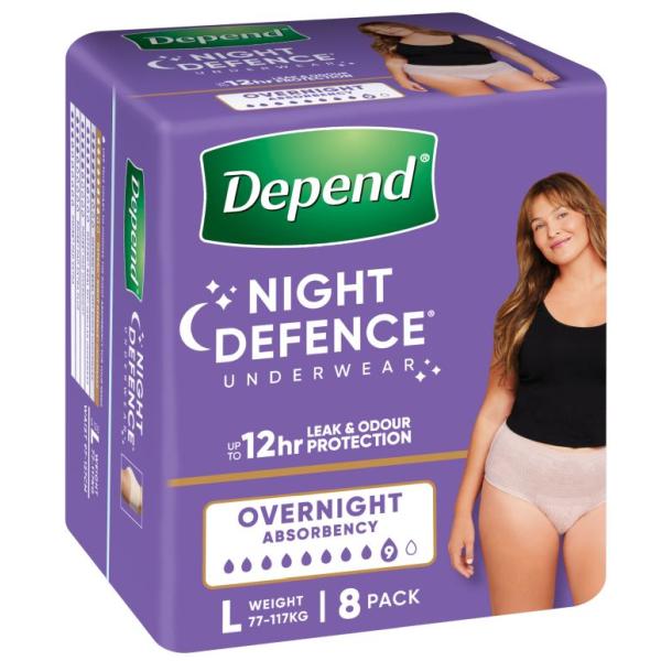DEPEND REALFIT LGE NIGHT DEFENCE UWEAR FEM 8PKX4