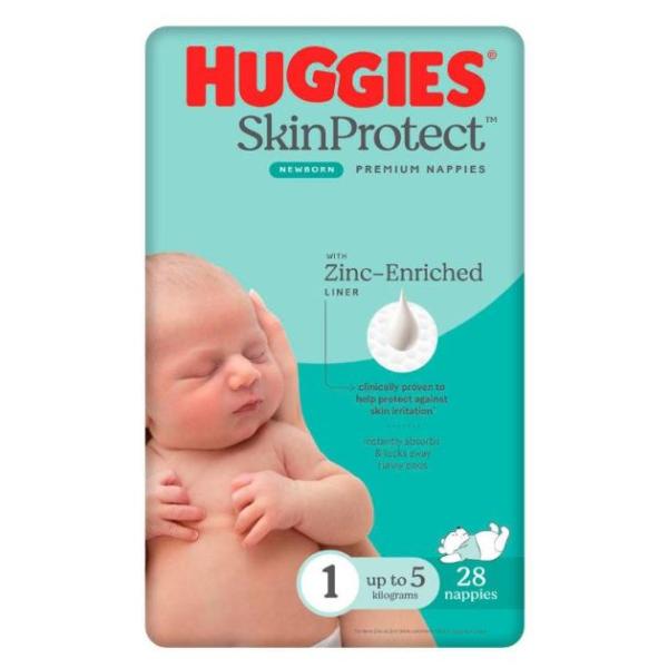 HUGGIES NEWBORN NAPPIES SZ1 0-5KG UNISEX (4X28)