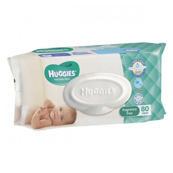 HUGGIES BABY WIPES THICK FRAGRANCE FREE (4X80)