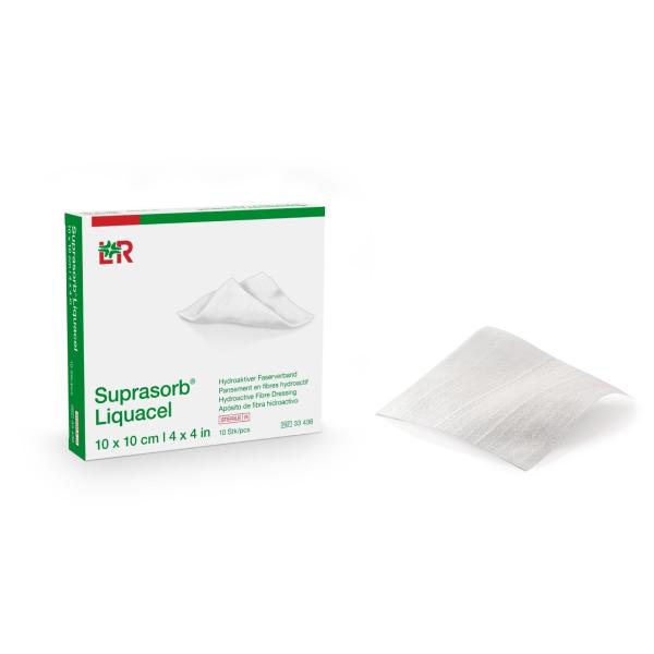 SUPRASORB LIQUACEL 5X5CM GEL FIBRE DRESS. (10)