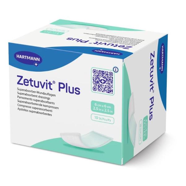 ZETUVIT PLUS ABSORBENT DRESSING 6X6CM (10)