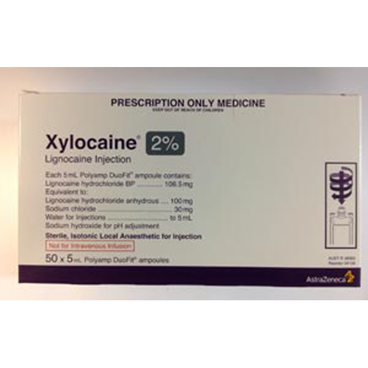 XYLOCAINE 2.0% PLAIN 50X5ML POLYAMP