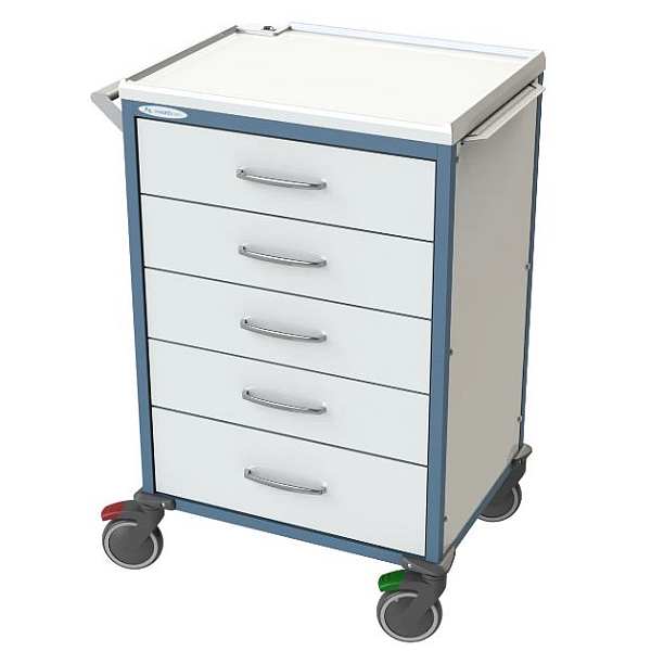 MEDICATION CART 5 DRAWER 4HC SOFT CLOSING