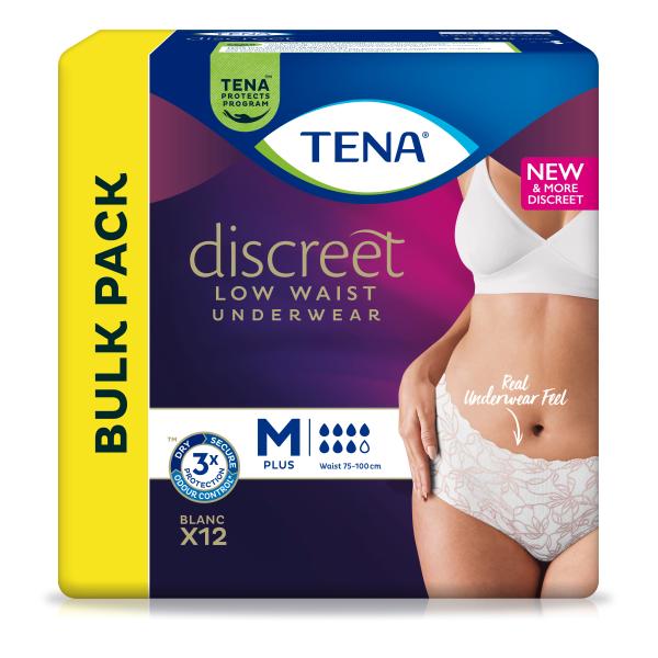 TENA WOMEN DISCREET MED PANTS LW WHITE (12X2)