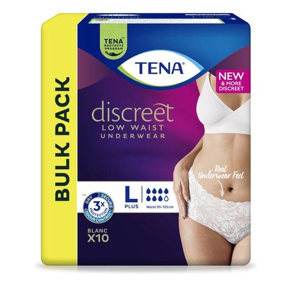 TENA WOMEN DISCREET LGE PANTS LW WHITE (10X2)