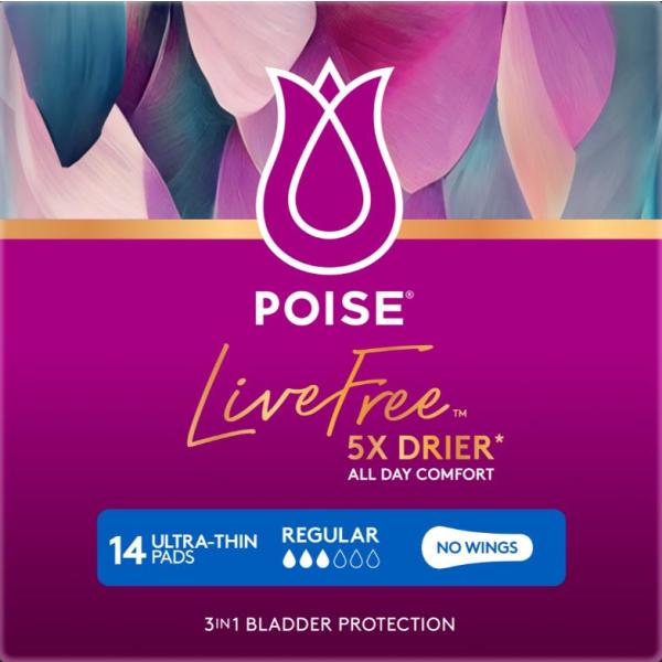 POISE LIVEFREE PAD REGULAR NO WINGS (14X4)