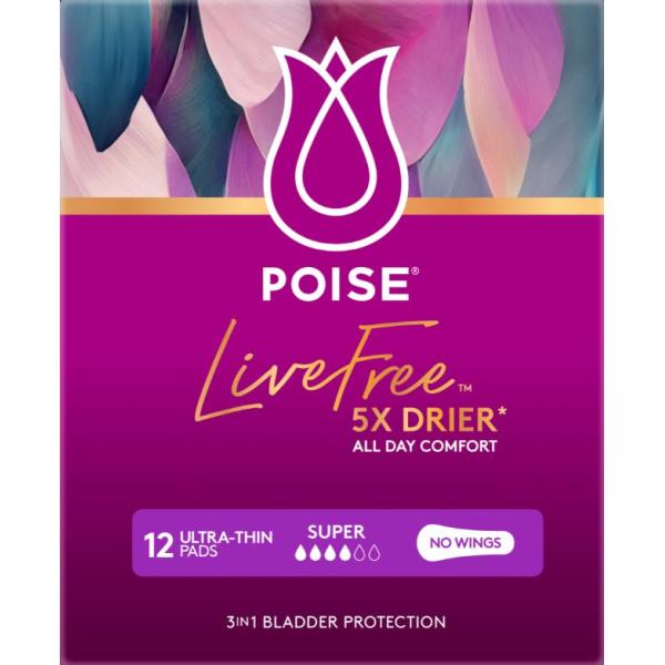 POISE LIVEFREE PAD SUPER NO WINGS (12X4)