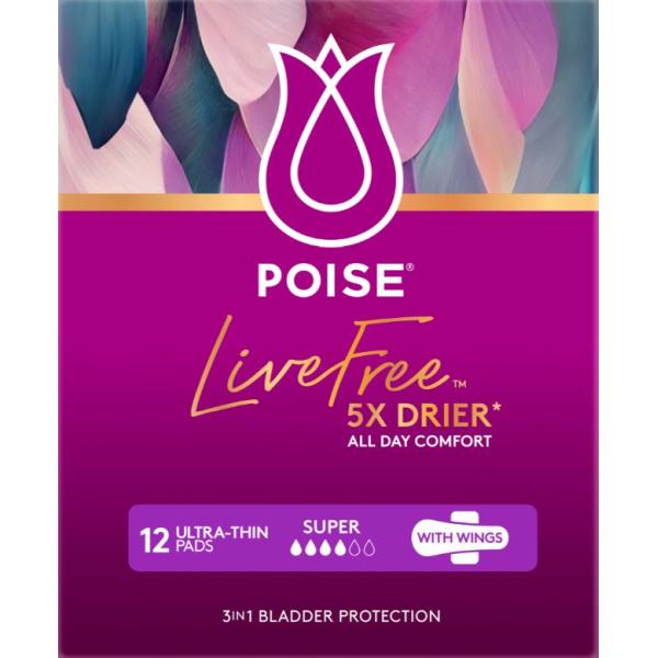 POISE LIVEFREE PAD SUPER WINGS (12X4)