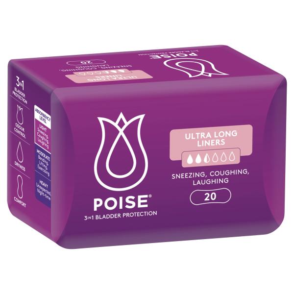 POISE LINERS LIGHT ULTRA LONG 20PK x 6