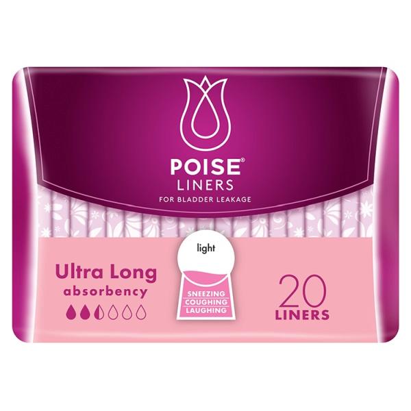 POISE LINERS LIGHT ULTRA LONG 20PK x 6