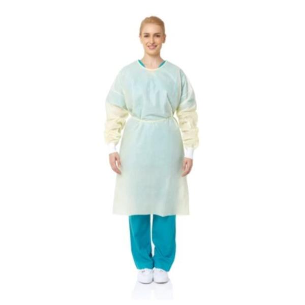 GOWN ISOLATION DISP N.ST YELLOW W/KNIT CUFF (50)