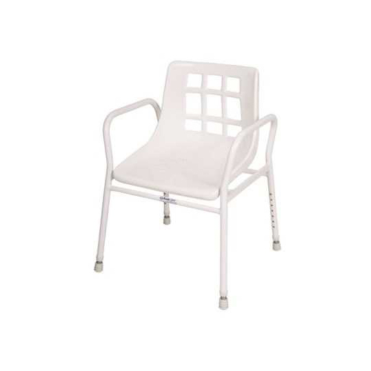 SHOWER CHAIR W/ARMS ALUMIN. FRAME PLAST.SEAT