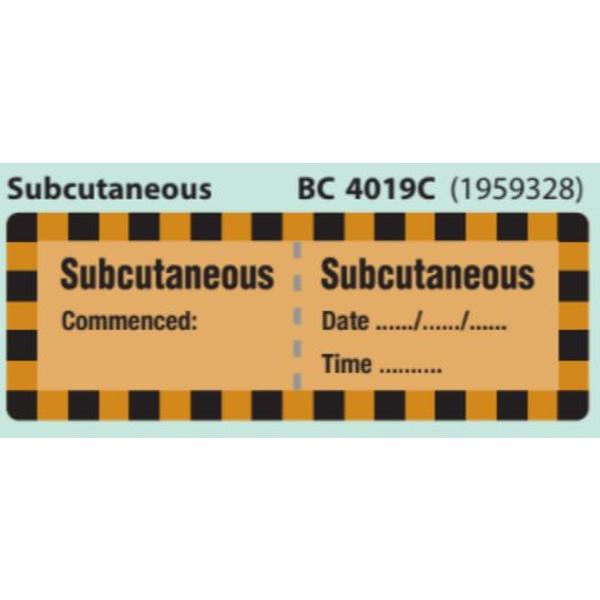 LABEL SUBCUTANEOUS LINE/ CATHETER 70X25MM (500)  