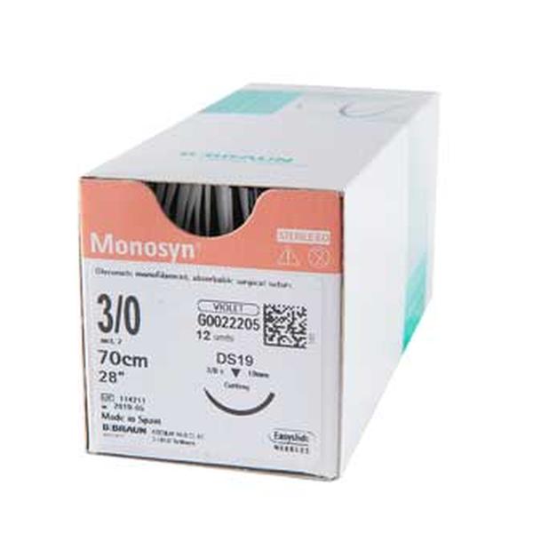 SUTURE MONOSYN 3/0 19MM 45CM ABSORBABLE (36)