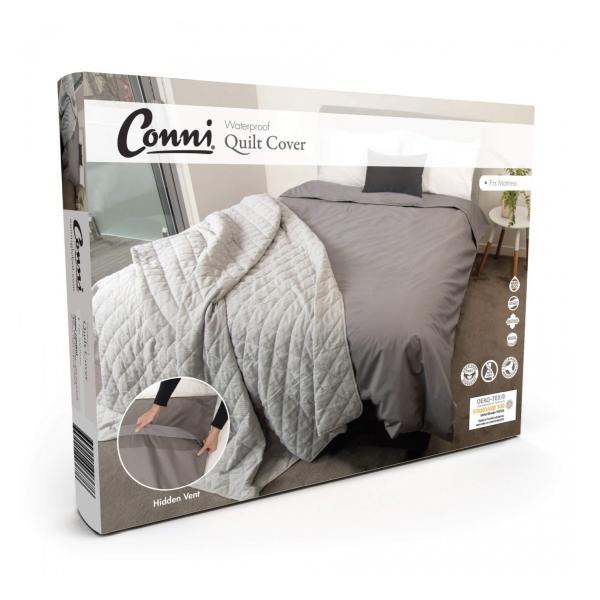 COVER QUILT CONNI QUEEN WATERPROOF CHARCOAL