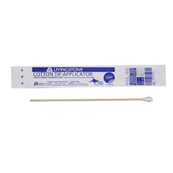 COTTON TIP APPLICATOR 1S STERILE 15CM WOOD       