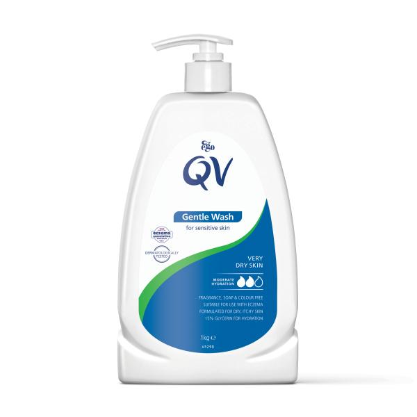 QV GENTLE WASH 1KG PUMP BOTTLE SKIN CLEANSER