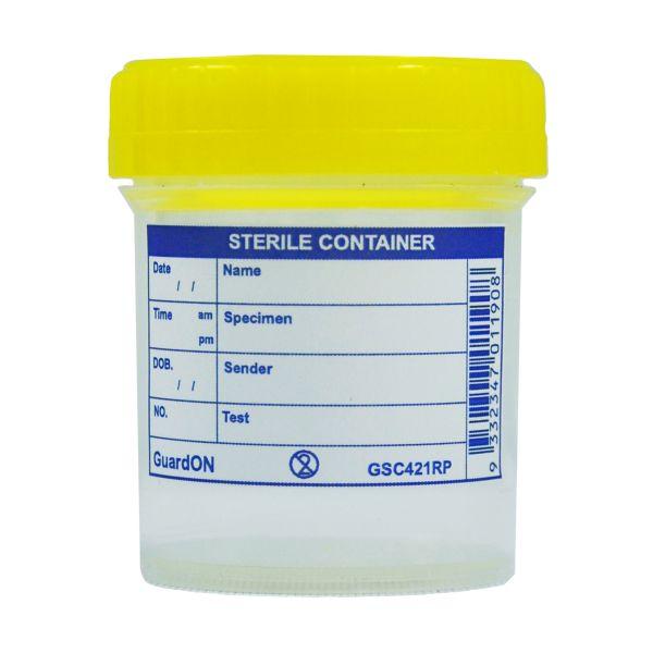 SPECIMEN CONTAINER 70ML YELLOW LID ST LABEL(500)