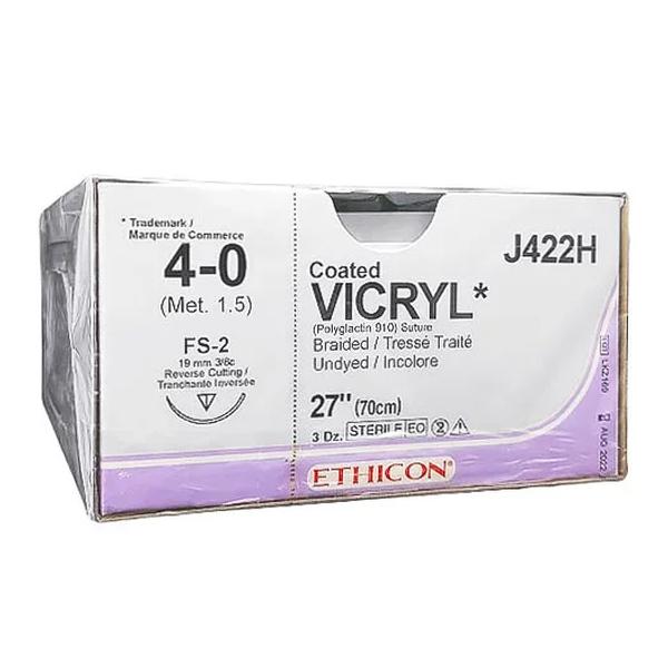 SUTURE VICRYL 4/0 19MM ETHICON 36'S