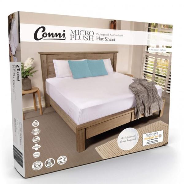 FLAT SHEET CONNI W/PRF M/PLUSH WHITE K/SGL