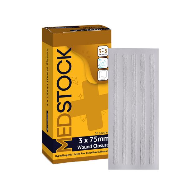 STRIPS CLOSURE MEDSTOCK WOUND 3X75MM (50X5)