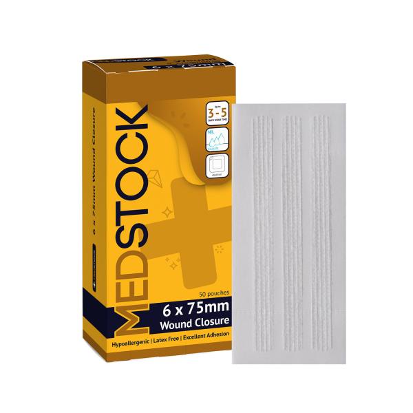STRIPS CLOSURE MEDSTOCK WOUND 6X75MM (50X5)