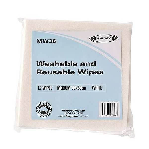 WIPES RAYTEX ABSORBENT 38X38CM WHITE (240)