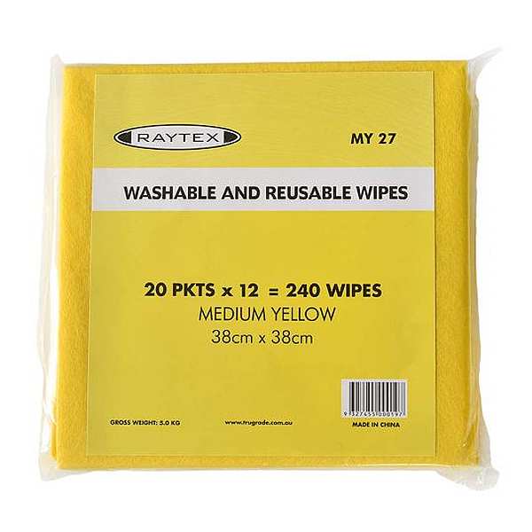 WIPES RAYTEX ABSORBENT 38X38CM YELLOW (240)