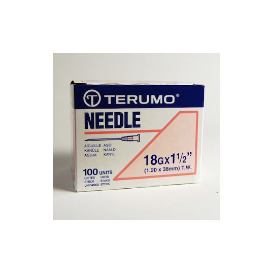 NEEDLE 18G X 38MM 100's HYPODERMIC TERUMO        