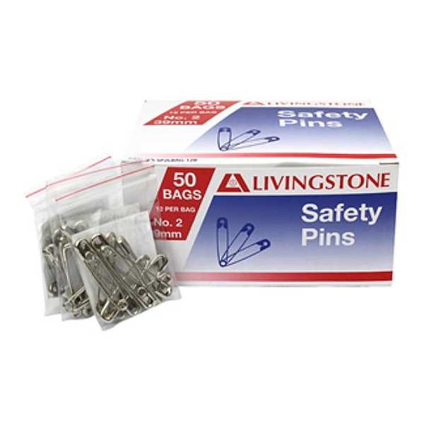 SAFETY PINS 38MM SIZE 2 LIVINGSTONE (12)