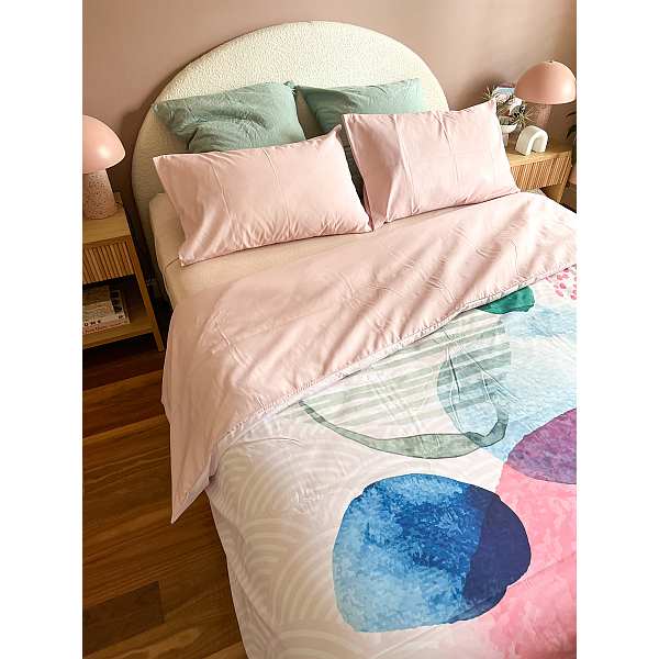 SD QUILT COVER SET K/SGL LUNABLOOM PINK D/BREATHE