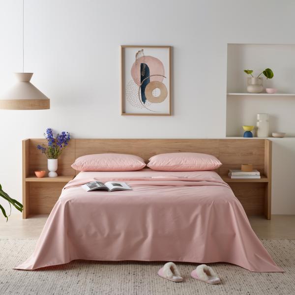 SD BAMBOO SHEET SET WATERPROOF K/SGL BLUSH