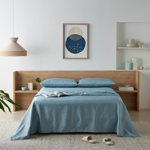 SD BAMBOO SHEET SET WATERPROOF QUEEN BLUE