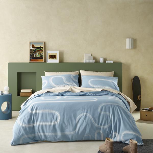 SD QUILT COVER SET QUEEN KAOS BLUE