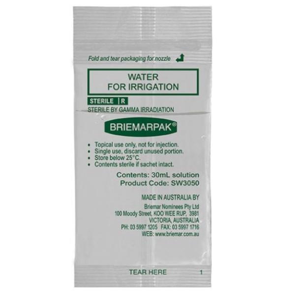 WATER STERILE SACHETS 30ML (75) SINGLE USE       