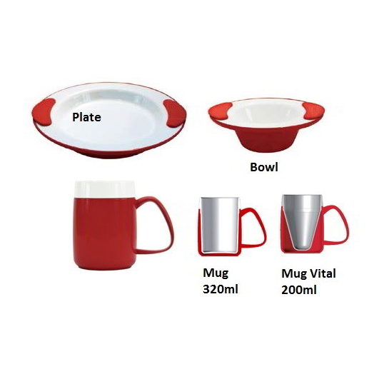 BOWL THERMO RED/WHITE KEEP WARM/COLD
