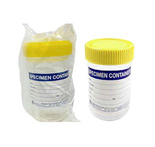 SPECIMEN CONTAINER 70ML YELLOW CAP STERILE (500)