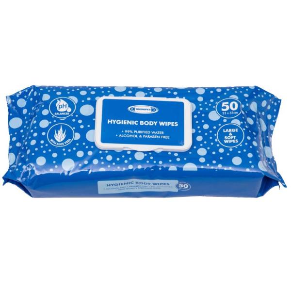 TRUWIPES HYGIENIC BODY WIPES LARGE 23X33CM (50)